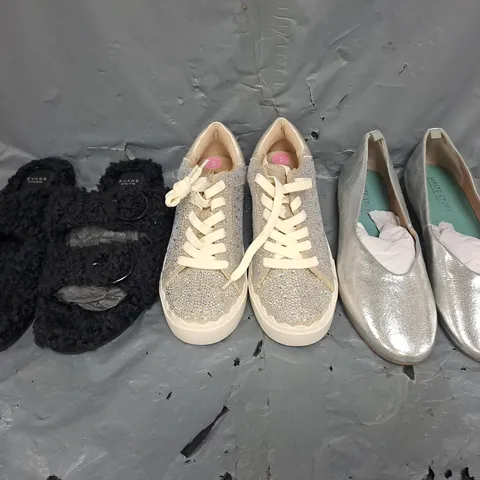 BOX OF APPROXIMATELY 15 ASSORTED PAIRS OF SHOES AND FOOTWEAR ITEMS IN VARIOUS COLOURS, STYLES, AND SIZES - COLLECTION ONLY