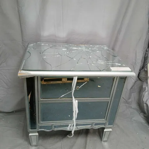 MIRAGE 2-DRAWER BEDSIDE SILVER MIRRORED CABINET