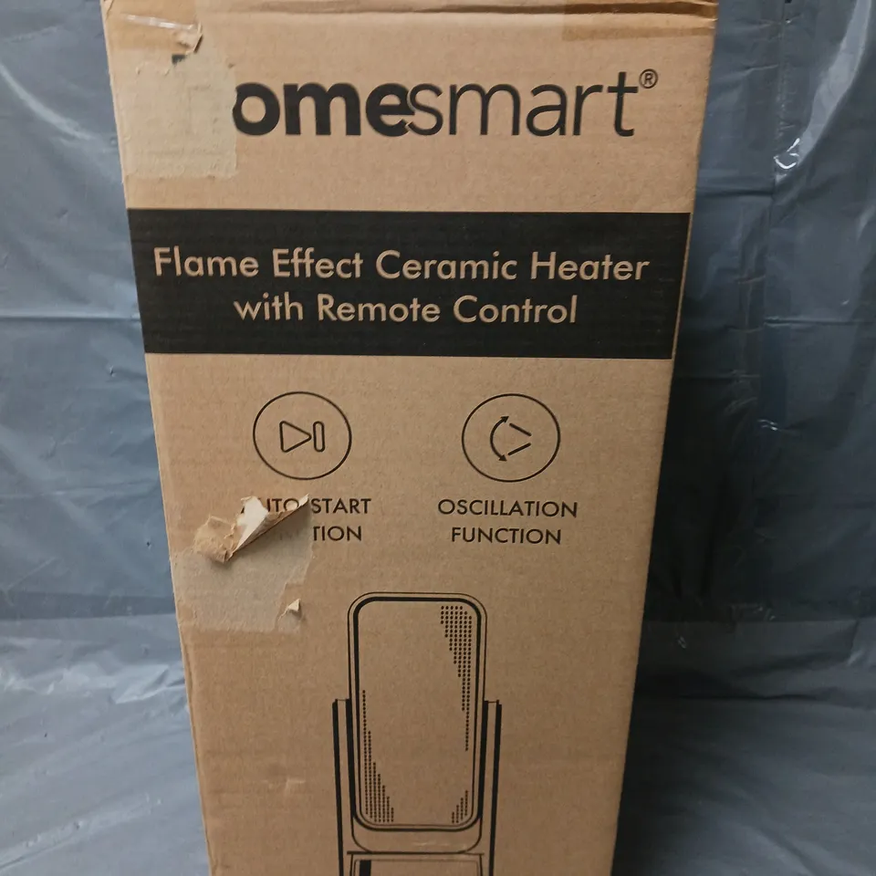 BOXED HOMESMART FLAME EFFECT CERAMIC HEATER WITH REMOTE CONTROL