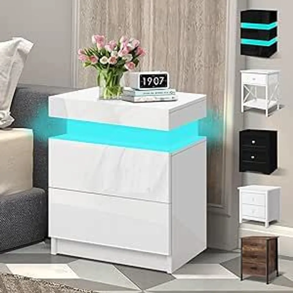 BOXED LED BEDSIDE TABLE