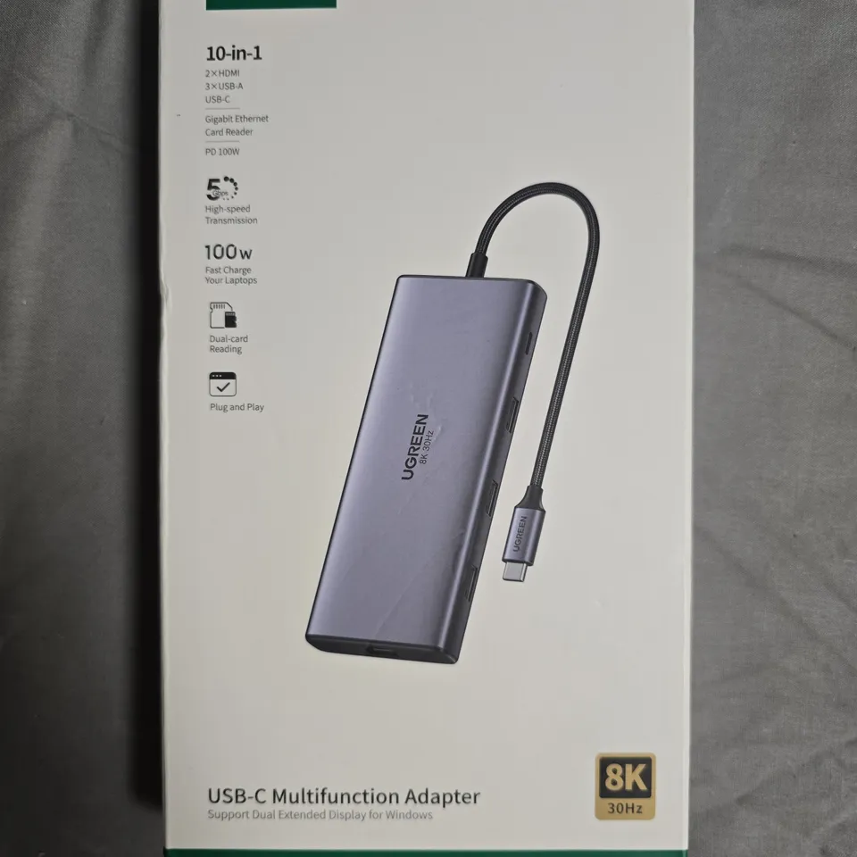 SEALED UGREEN USB-C 10-IN-1 MULTIFUNCTION ADAPTER (8K/30HZ)