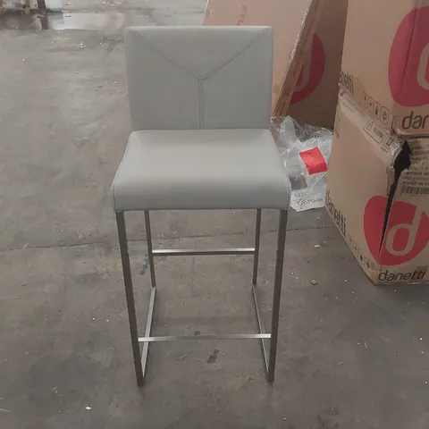 DANETTI MONTI LIGHT GREY LEATHER BAR STOOL