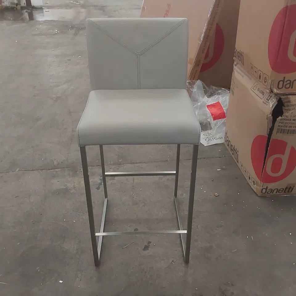 DANETTI MONTI LIGHT GREY LEATHER BAR STOOL
