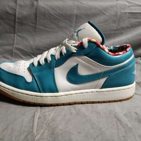 NIKE AIR JORDAN-BRAND TEAL & WHITE SNEAKERS – GUM SOLE 
