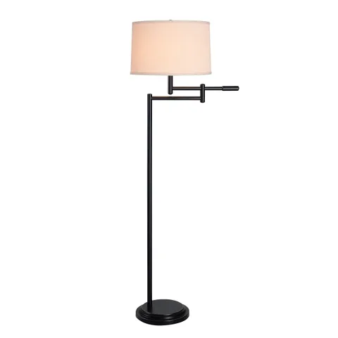 BOXED KENROY HOME SWING ARM FLOOR LAMP BLACKENED COPPER BRONZE AND CREAM SHADE