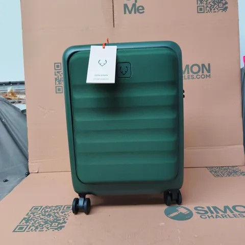 ANTLER ICON STRIPE POCKET 55CM GREEN SUITCASE WITH WHEELS BOXED