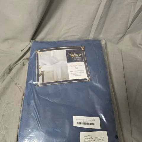 TOPAZ LUXE HOME COLLECTION DUVET COVER SET – SUPER KING, BLUE (260X220 CM DUVET COVER; 2X 50X75 CM PILLOWCASES)