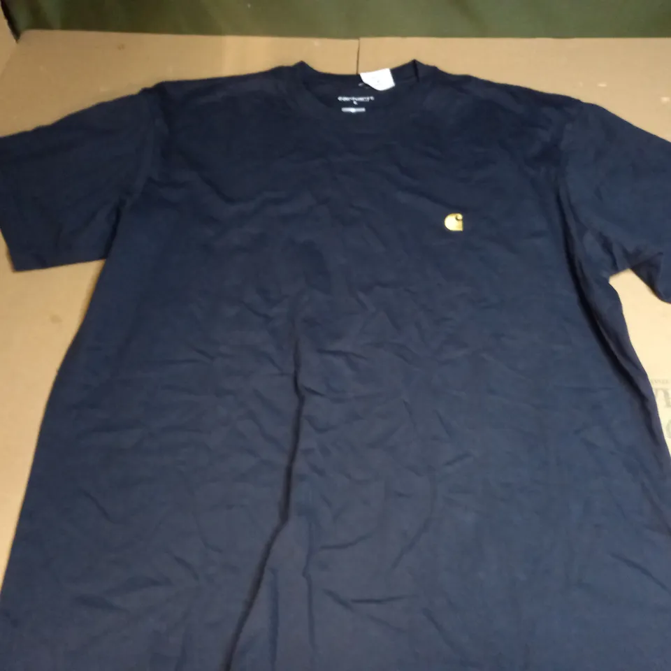 CARHARTT EMBOIDED LOGO CREW NECK T-SHIRT - NAVY - LARGE