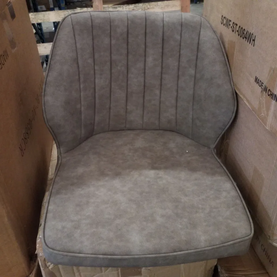 BOXED PAIR OF LIGHT GREY FABRIC SIDE/BAR STOOLS