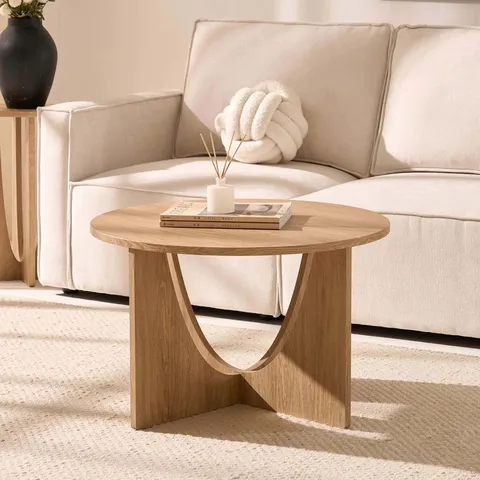 BOXED DUSK LANA ROUND COFFEE TABLE - LIGHT WOOD (1 BOX)