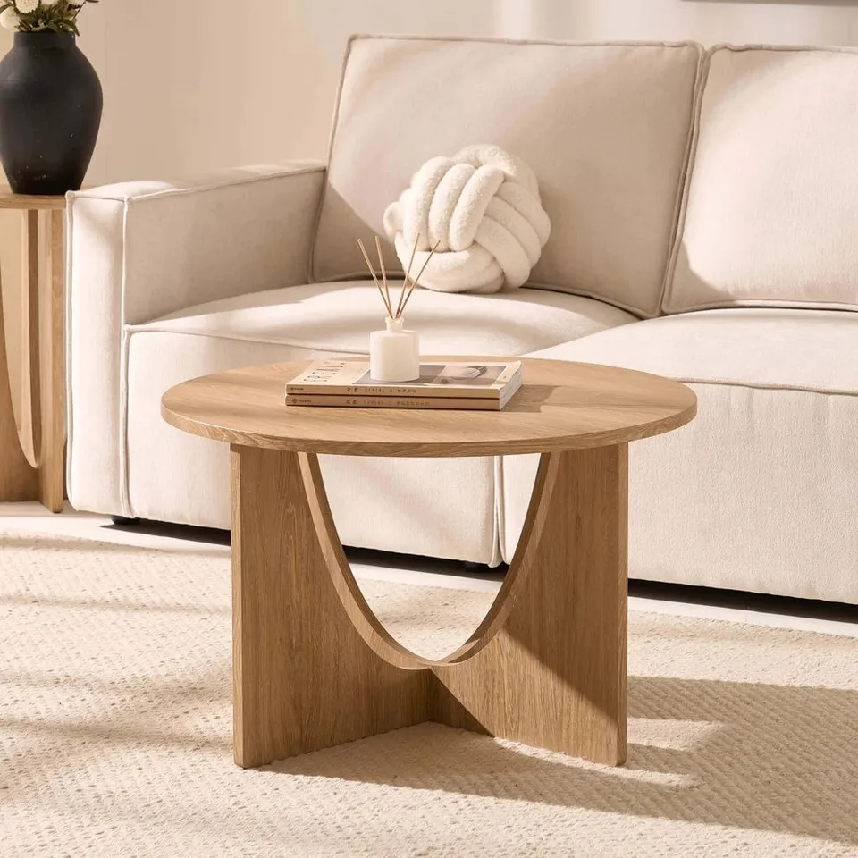 BOXED DUSK LANA ROUND COFFEE TABLE - LIGHT WOOD (1 BOX)