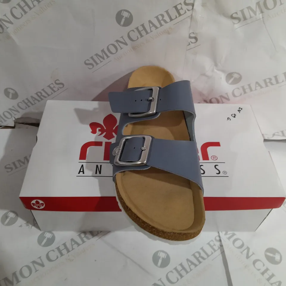 BOXED RIEKER BLUE FABRIC SANDALS SIZE 7