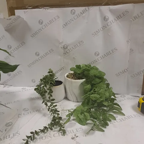 BOX OF 2 SYNTHETIC HANGING LEAF PLANTS