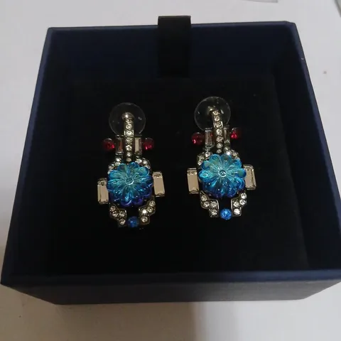 BUTLER & WILSON ART DECO FLOWER EARRINGS 