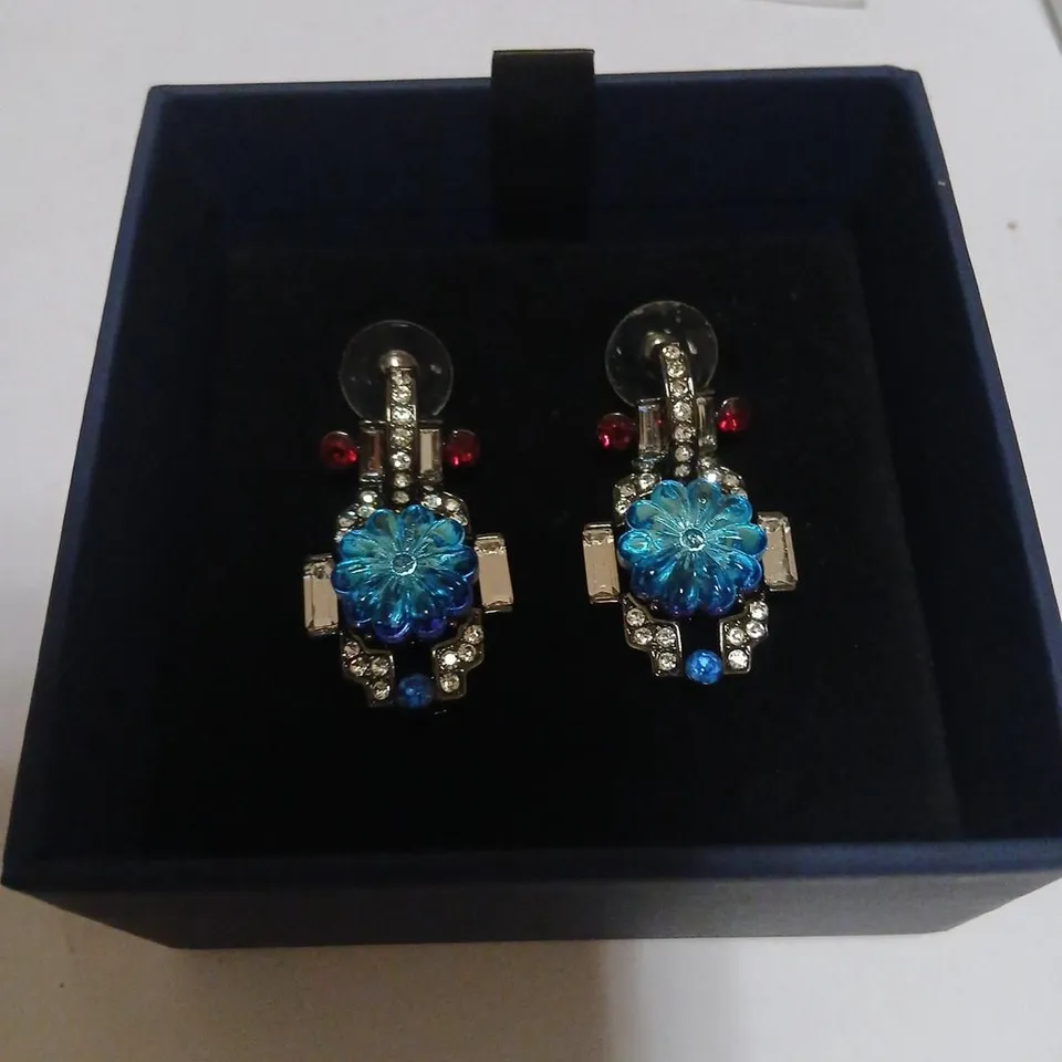 BUTLER & WILSON ART DECO FLOWER EARRINGS 