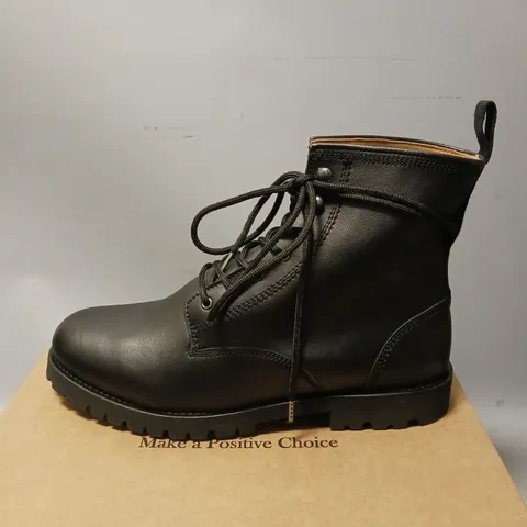 BOXED PAIR OF WILL'S VEGAN STORE RANGER BOOTS, BLACK - UK SIZE 10.5