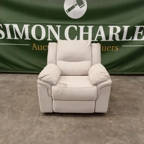 ALBION FABRIC HIGH BACK MANUAL RECLINER ARMCHAIR - PEBBLE GREY