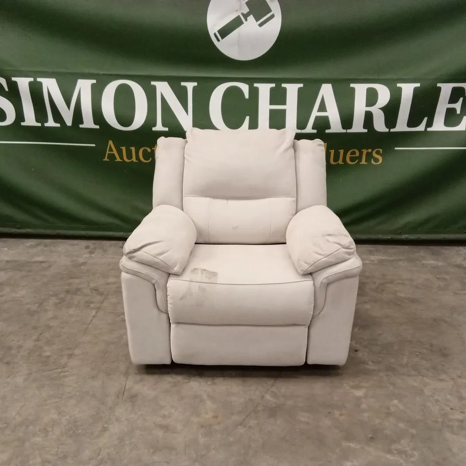 ALBION FABRIC HIGH BACK MANUAL RECLINER ARMCHAIR - PEBBLE GREY RRP £479