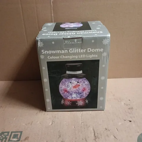 BOX OF 6 X SNOWMAN GLITTER DOME COLOUR CHANGING LED LIGHTS BOXED