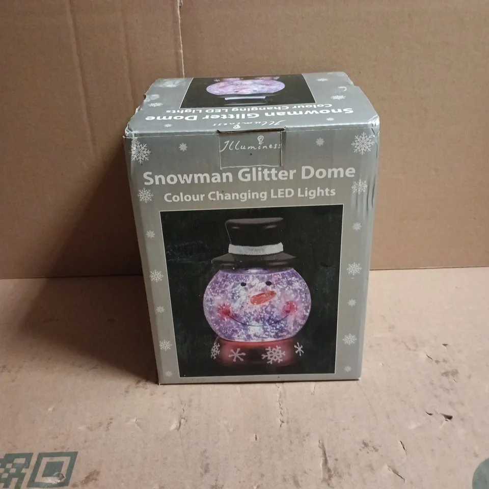 BOX OF 6 X SNOWMAN GLITTER DOME COLOUR CHANGING LED LIGHTS BOXED