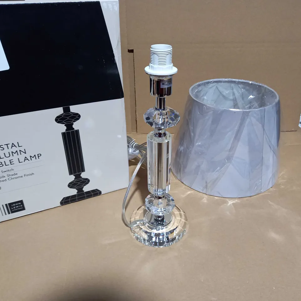 BOXED JOHN LEWIS CRYSTAL COLUMN TABLE LAMP