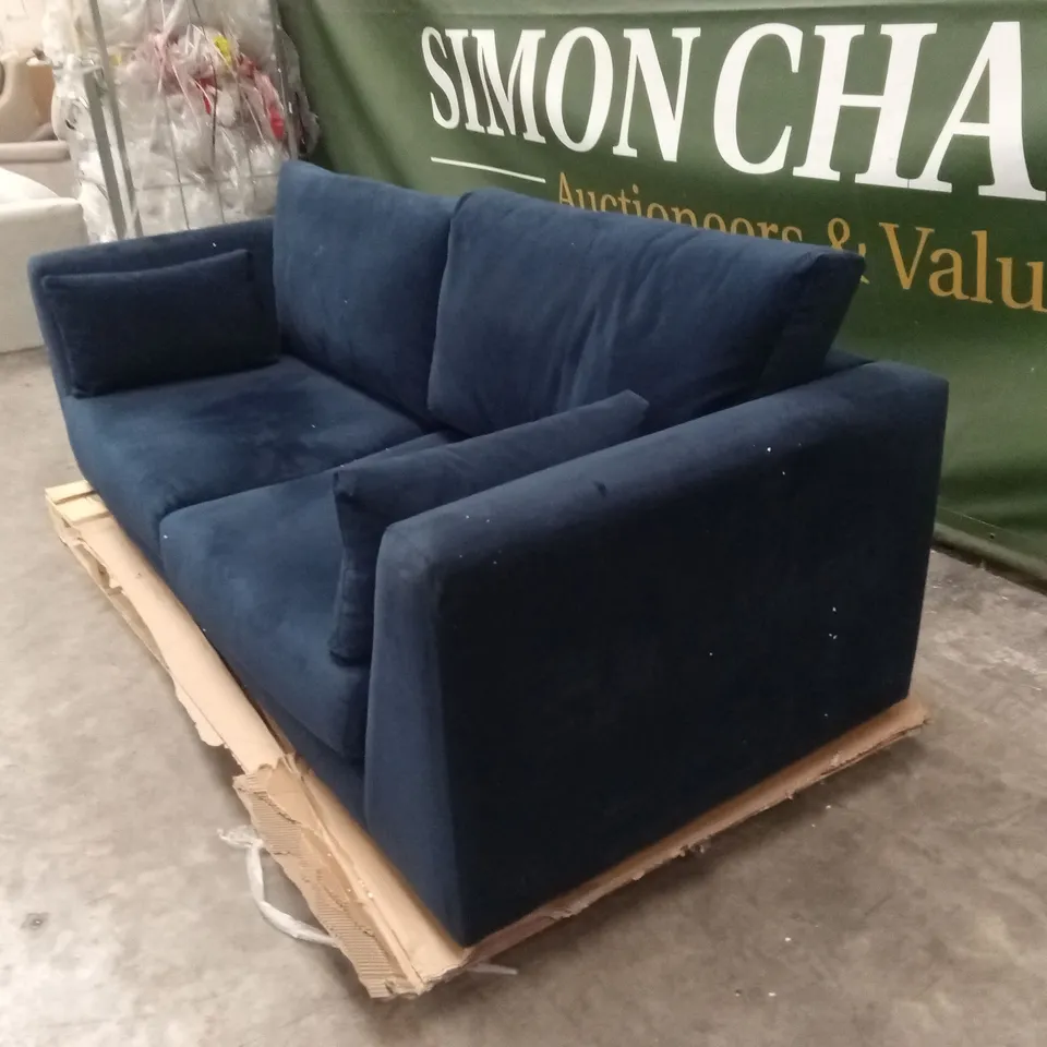 DANETTI 3 SEATER BLUE VELVET SOFA