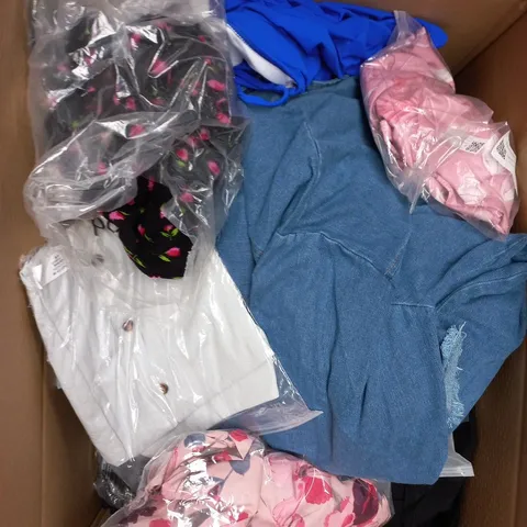 APPROXIMATELY 20 ASSORTED CLOTHING PRODUCTS IN VARIOUS STYLES & SIZES TO INCLUDE PANTS, T-SHIRTS, DRESSES ETC