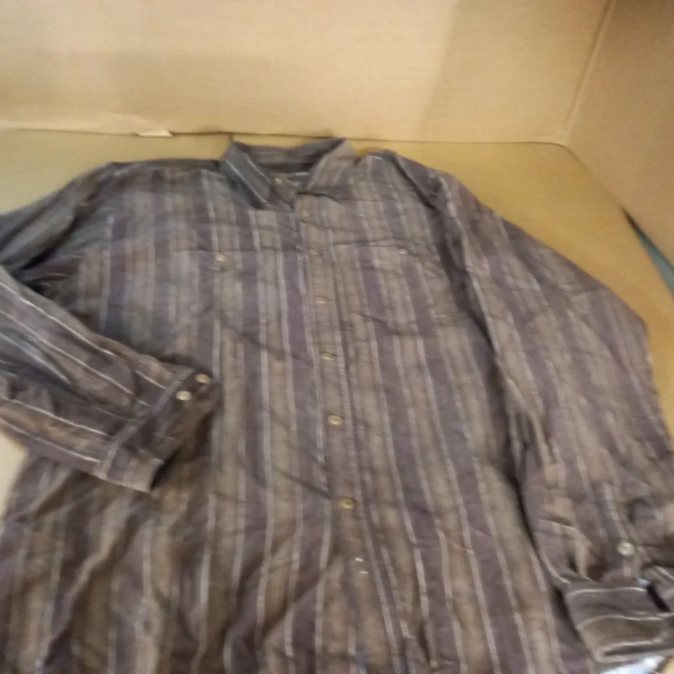 GLIMMER JEANS BROWN STRIPED PATTERN SHIRT - 4XL