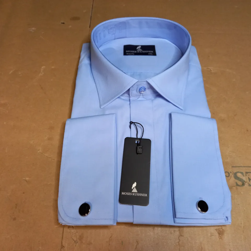 MOSES KUSHNER LOT OF 5 LONG SLEEVE SLIM FIT BUTTONED BLUE SHIRTS - XXL