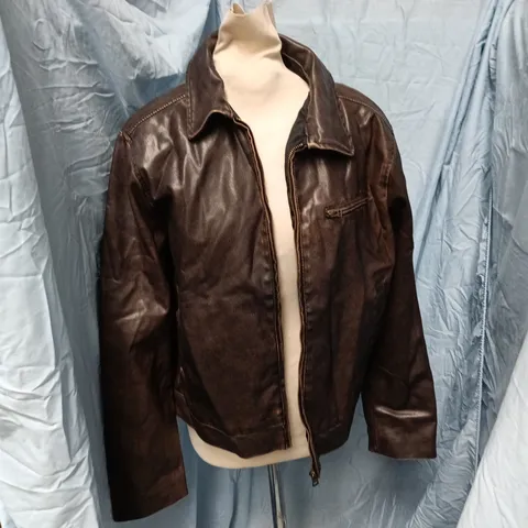 DIVIDED BROWN LEATHER JACKET - EUR M
