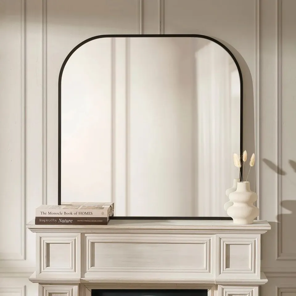 BOXED DUSK ARCHED MANTEL MIRROR - BLACK (1 BOX)