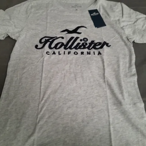 HOLLISTER LIGHT GREY LOGO T-SHIRT - XS