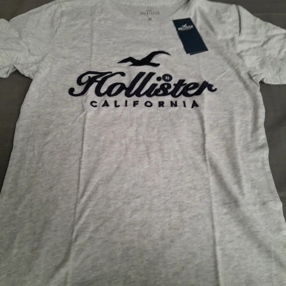 HOLLISTER LIGHT GREY LOGO T-SHIRT - XS