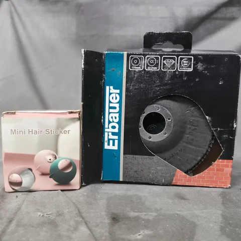 APPROXIMATELY 10 ASSORTED HOUSEHOLD ITEMS TO INCLUDE MINI HAIR STICKER, ERBAUER CUTTING DISC, ETC