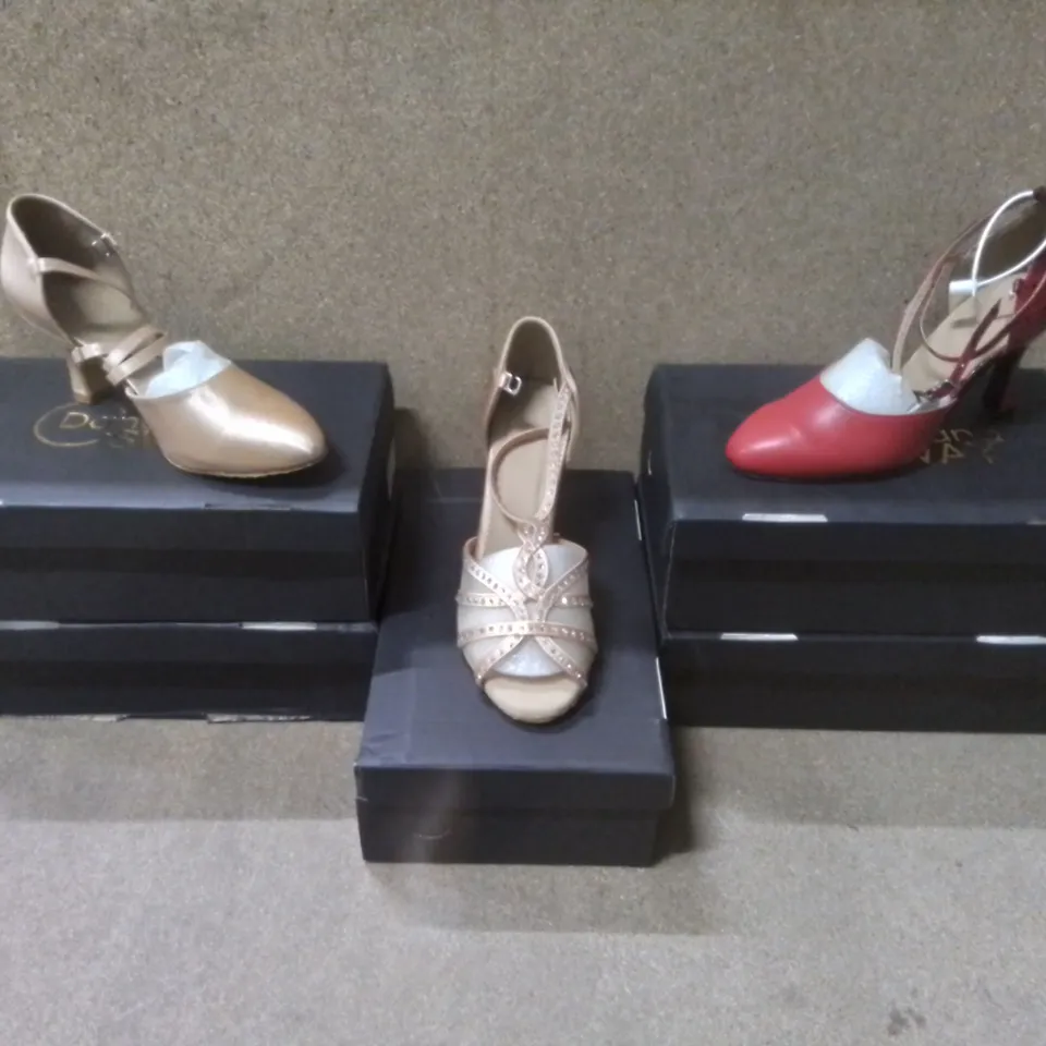 5 X BOXED MIXED ASSORTMENT OF WOMEN'S DANCEAND SWAY SHOES - COLOURS AND SIZES MAY VARY