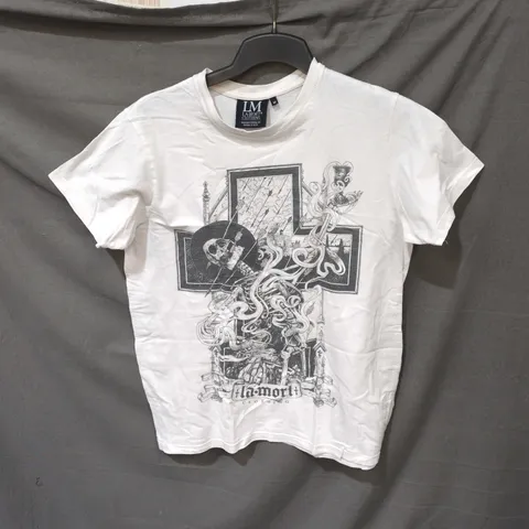 LA-MORT CLOTHING WHITE T-SHIRT – GRAPHIC PRINT (M)