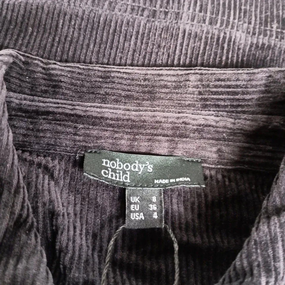 NOBODY'S CHILD LUCY MINI DRESS – BLACK CORDUROY, UK 8 (EU 36, USA 4)