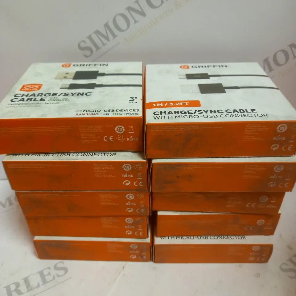 APPROXIMATELY 10 BOXED GRIFFIN MICRO USB TO USB CHARGING CABLES - 0.9/1M