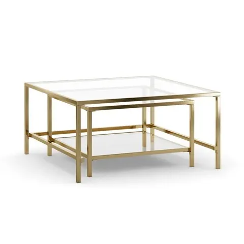 BOXED SOFIA GLASS NEST OF SQUARE COFFEE TABLES - GOLD (1 BOX)