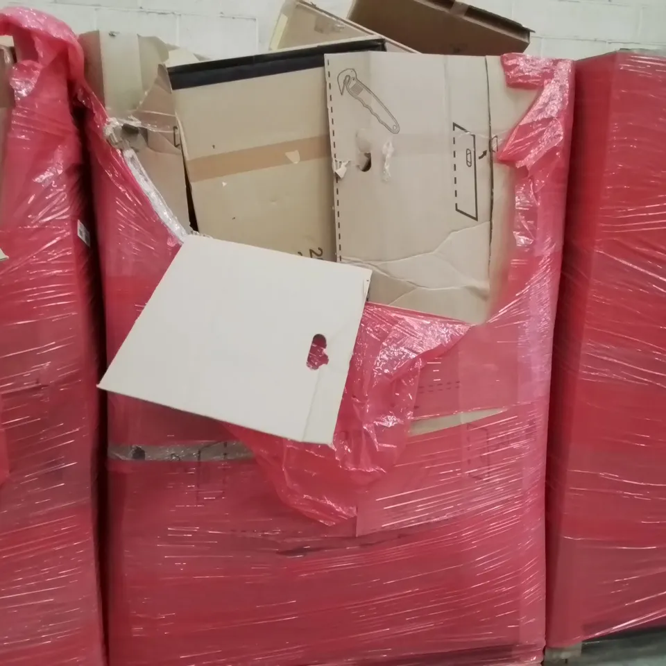 PALLET OF ASSORTED ITEMS TO INCLUDE: AIR FRYERS, 200W SOLAR PANEL, CORSAIR WIRELESS KEYBOARD, DEHUMIDIFIER, PET BATH TRAY, FLOOR LAMP ECT
