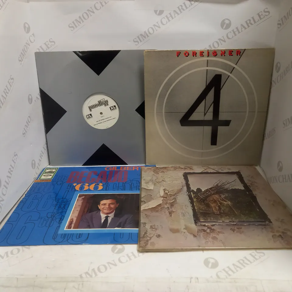 LOT OF APPROXIMATELY 14 ASSORTED VINYL RECORDINGS, TO INCLUDE THE EMPEROR MACHINE + BOM CARROT, ABBA, GENESIS, ETC