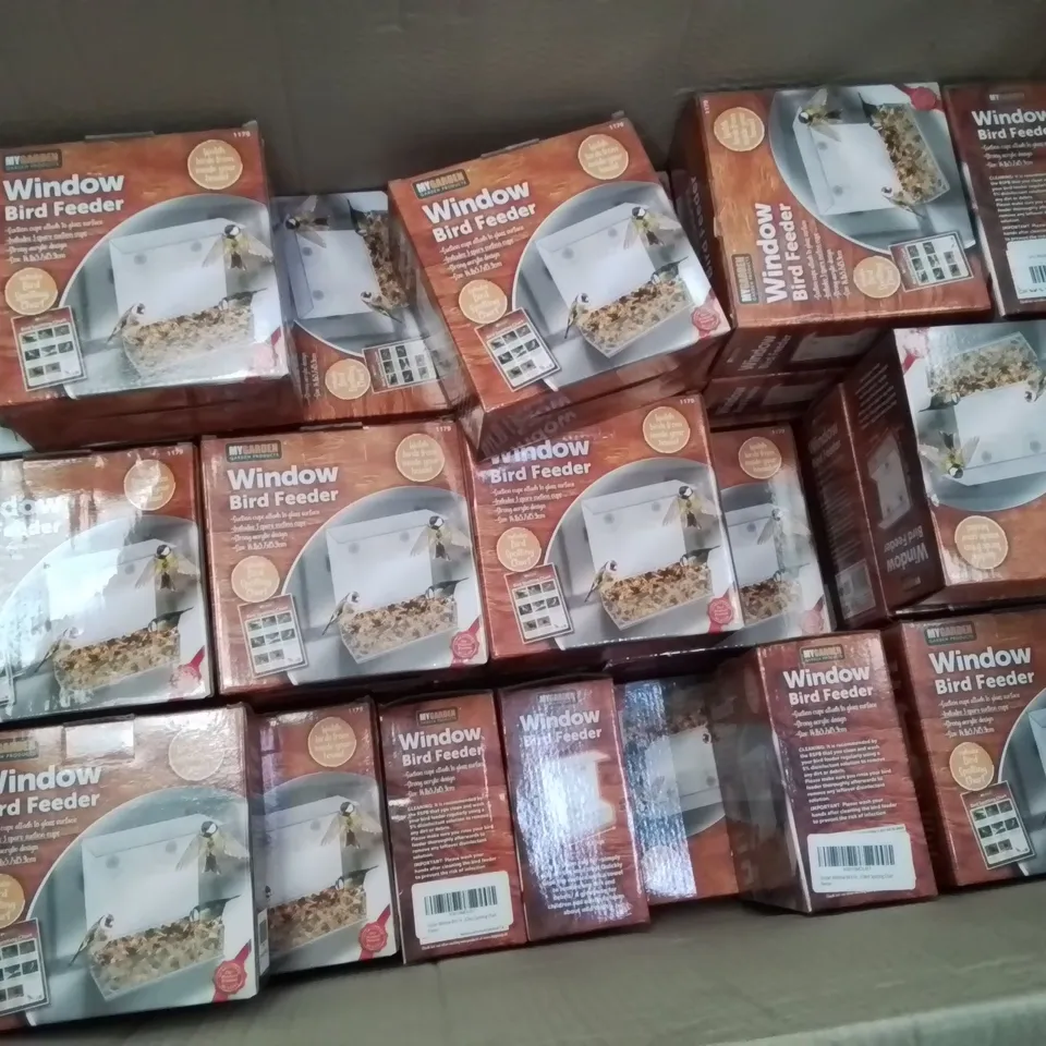 BOX CONTAINING LARGE AMOUNT OF BRAND NEW WINDOW BIRD FEEDING STATIONS