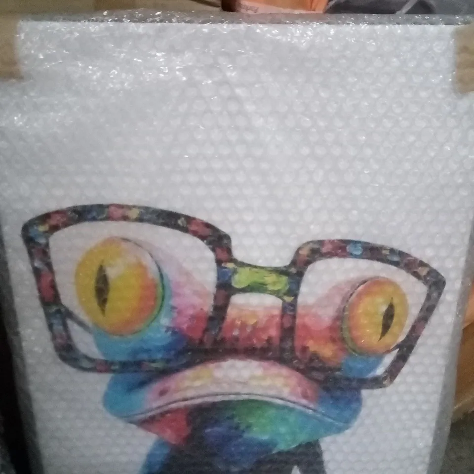 FROG IN GLASSES - WRAPPED CANVAS PRINT 