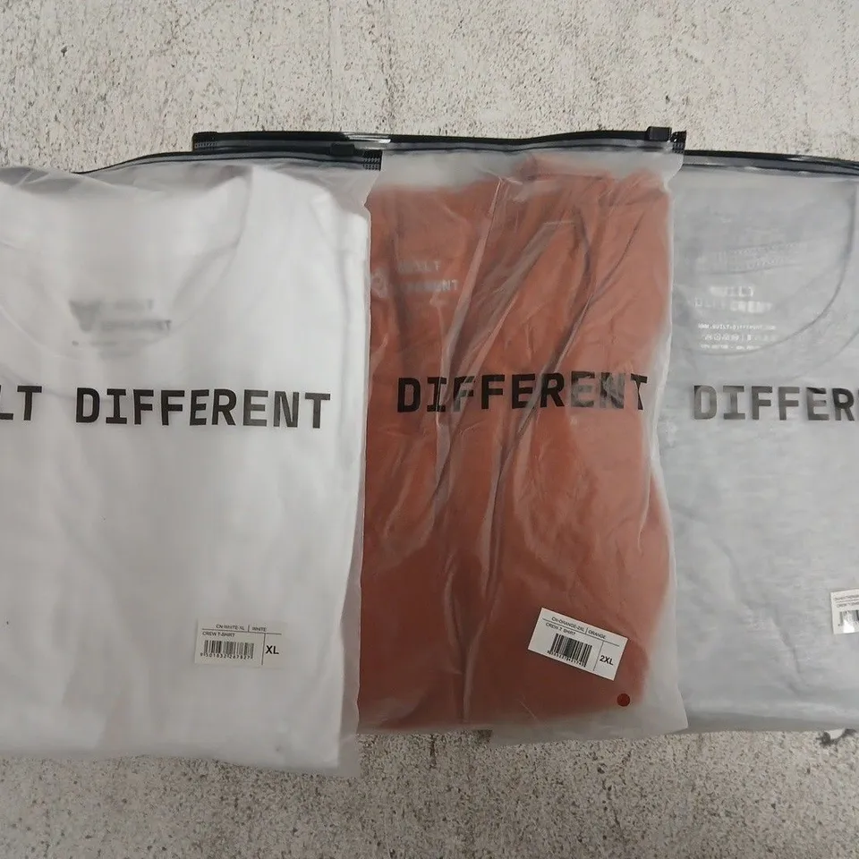 SET OF APPROXIMATELY 10 ASSORTED BUILT DIFFERENT T-SHIRTS/SHIRTS IN VARIOUS COLOURS AND SIZES