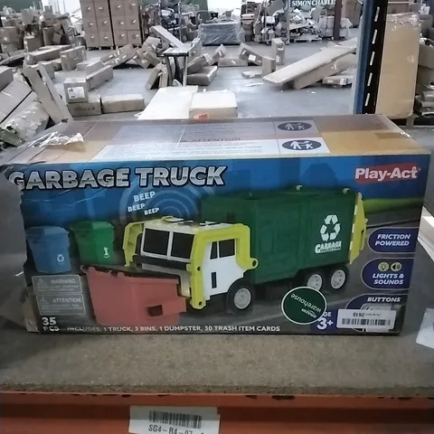 BOXED PLAY-ACT GARBAGE TRUCK WITH SOUNDS AND ACCESSORIES- 1 BOX