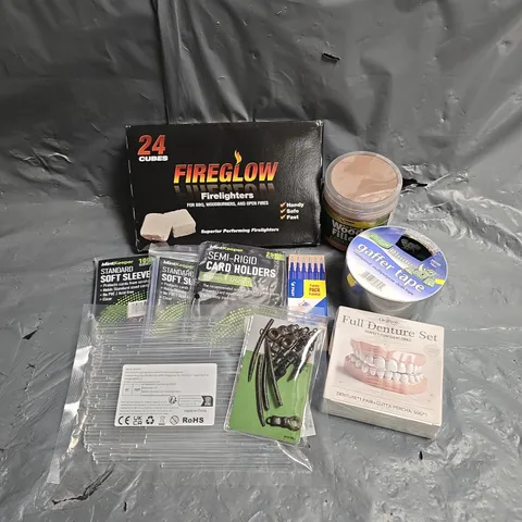 APPROXIMATELY 10 ASSORTED HOUSEHOLD ITEMS TO INCLUDE - FIREGLOW FIRELIGHTERS - EVERBUILD WOOD FILLER - RHINO GAFFER TAPE - ETC