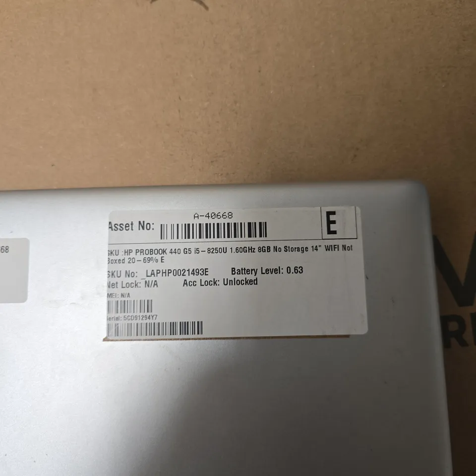 HP PROBOOK 440 G5 LAPTOP – I5-8250U, 8GB RAM, 14IN DISPLAY, NO STORAGE (NOT BOXED)