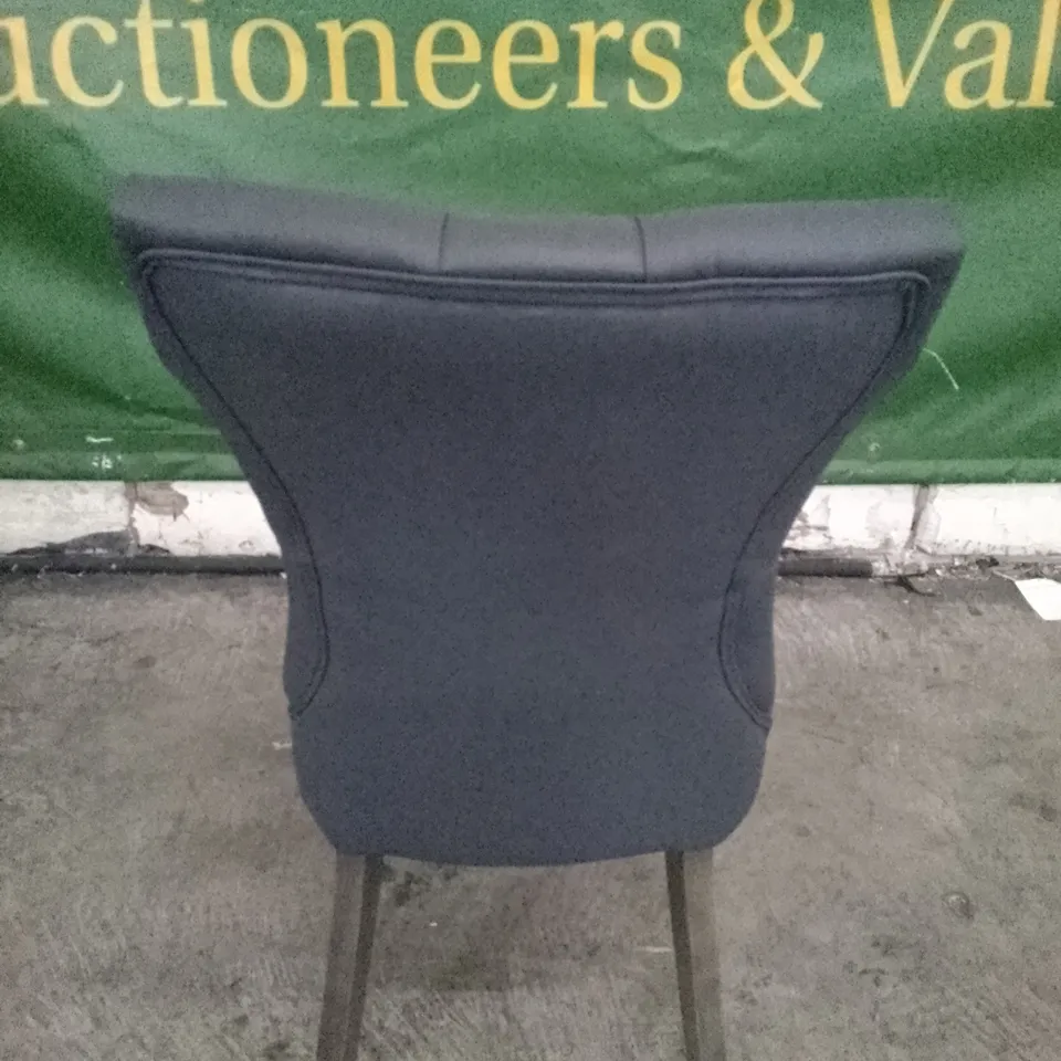 SET OF 2 NEW BEWLEY GREY LEATHER BUTTON BACK DINING CHAIR WITH OAK LEGS