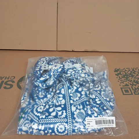BODEN SQUARE NECK SEAM MIDI DRESS BLUE WITH PATTERN UK 4R TAGGED
