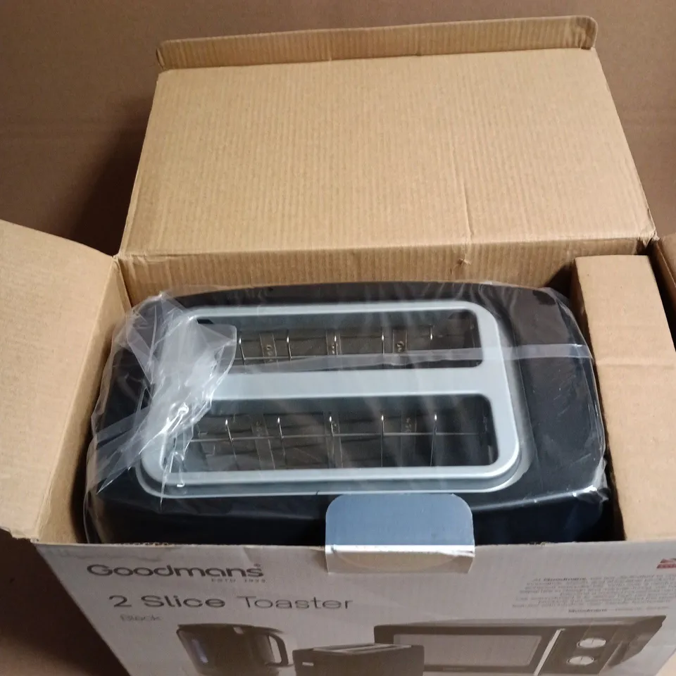 GOODMANS 2 SLICE TOASTER - BLACK, BOXED